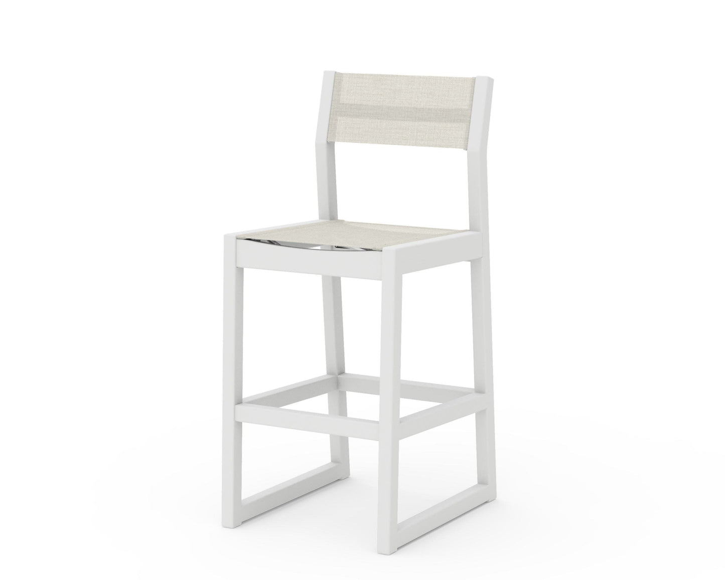 POLYWOOD EDGE Sling Bar Side Chair — White / Parchment Sling