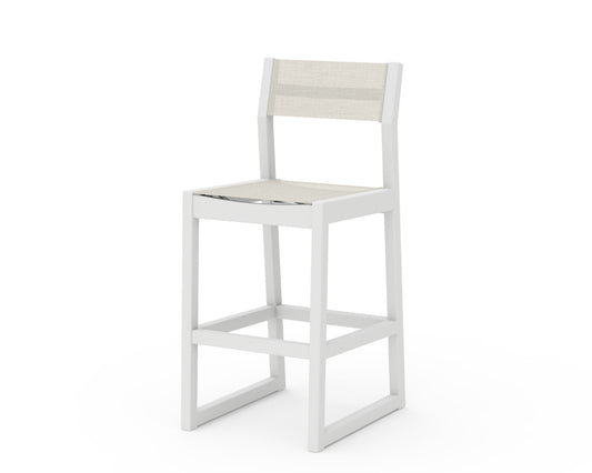 POLYWOOD EDGE Sling Bar Side Chair — White / Parchment Sling