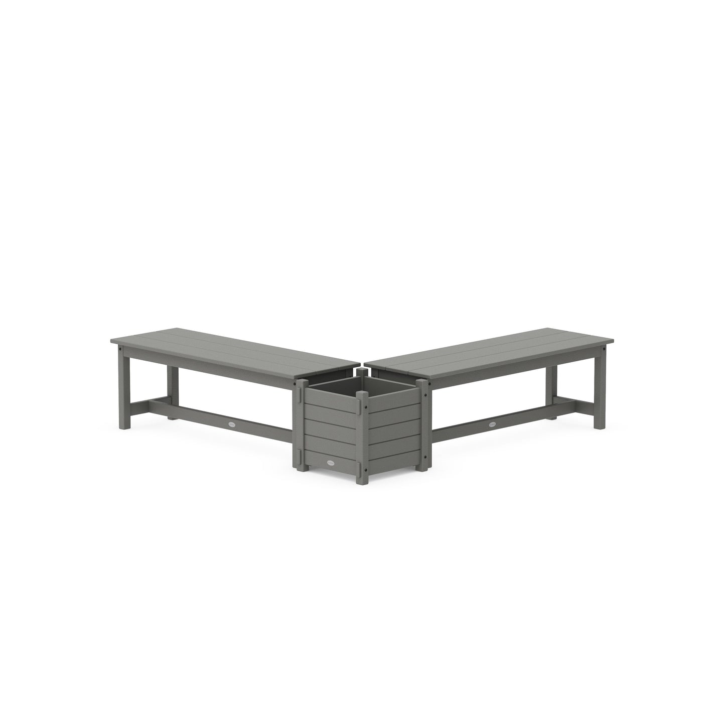 POLYWOOD 48" Nautical L- Shaped Planter Bench Set — Slate Grey