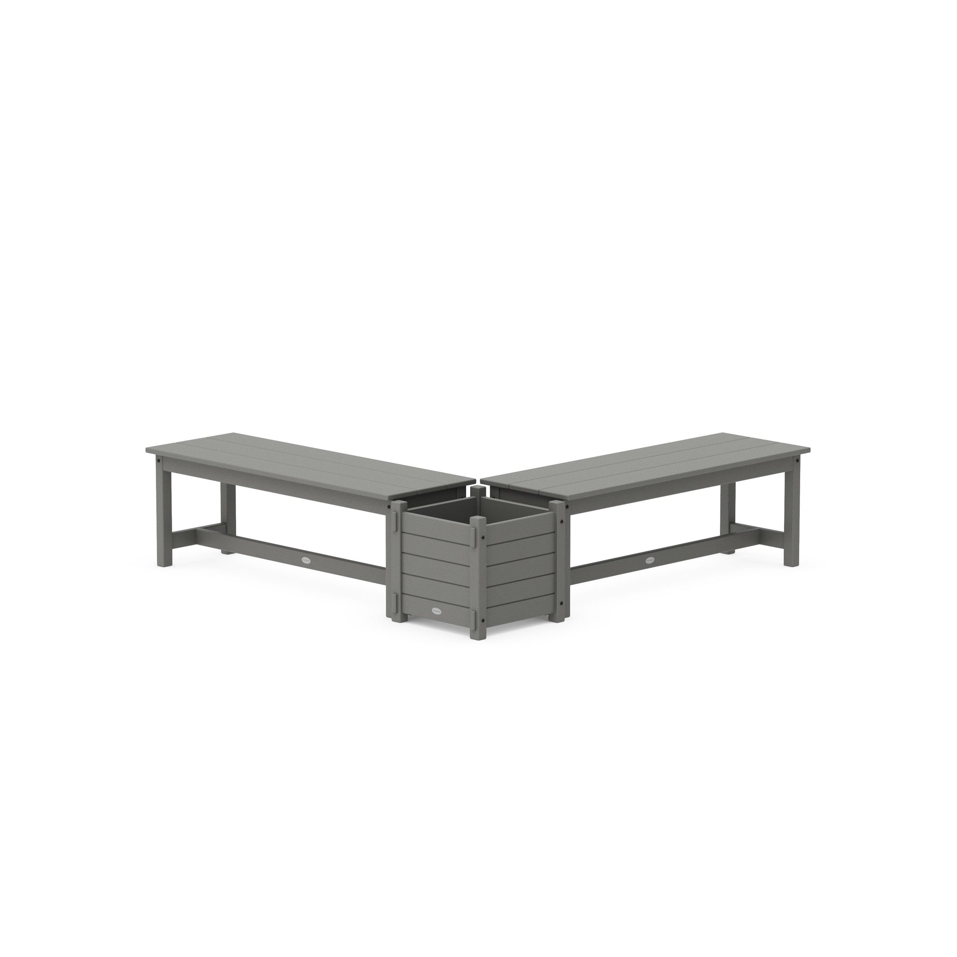 POLYWOOD 48" Nautical L- Shaped Planter Bench Set — Slate Grey