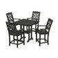 POLYWOOD Chinoiserie 5-Piece Farmhouse Counter Set with Trestle Legs — Black