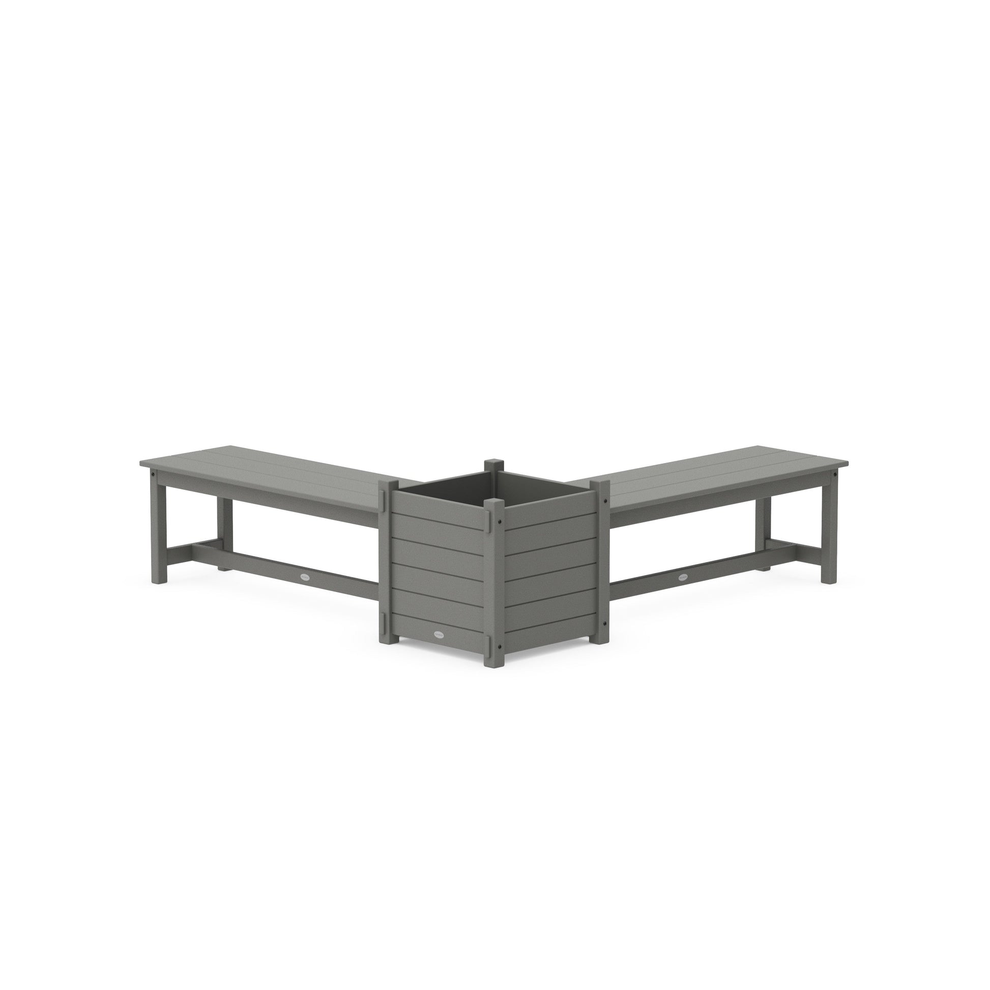POLYWOOD 48" Nautical L- Shaped Planter Bench Set- Large — Slate Grey