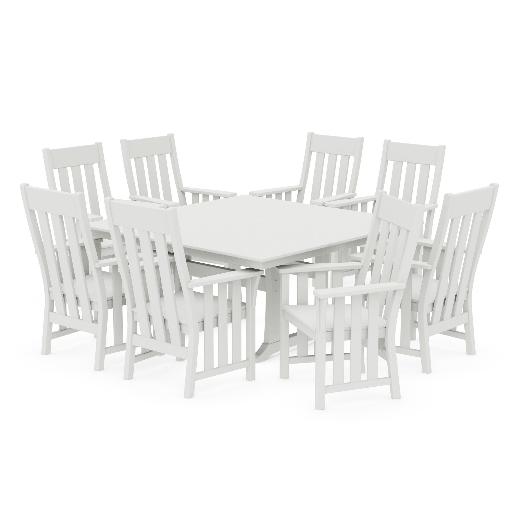 POLYWOOD Acadia 9-Piece Square Farmhouse Dining Set with Trestle Legs — Vintage White