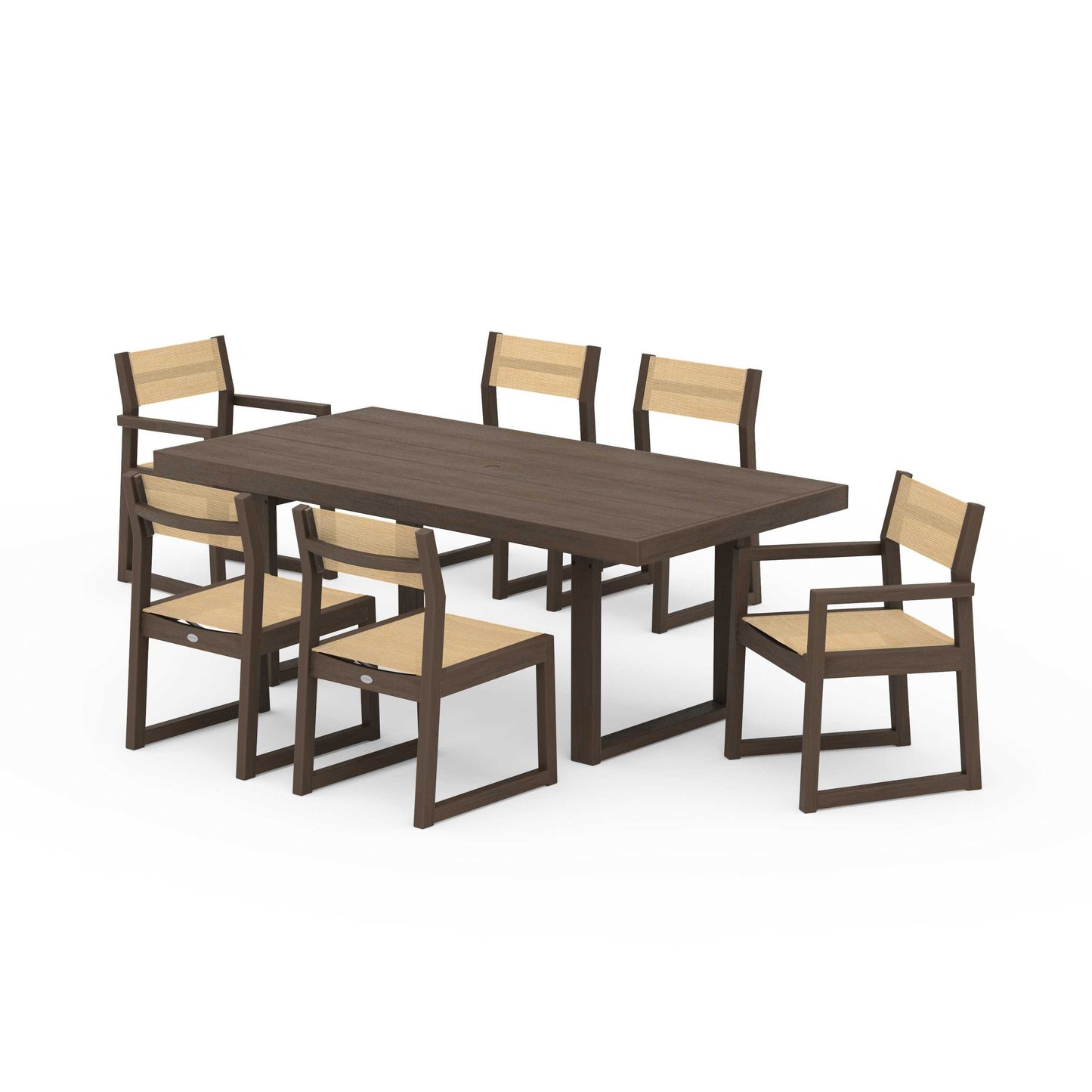POLYWOOD EDGE Sling 7-Piece Dining Set — Kona / Dupioni Apricot Sling