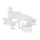 POLYWOOD Classic Adirondack 5-Piece Dining Set with Benches — White