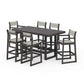 POLYWOOD EDGE Sling 7-Piece Bar Table Set — Vintage Coffee / Birch Sling