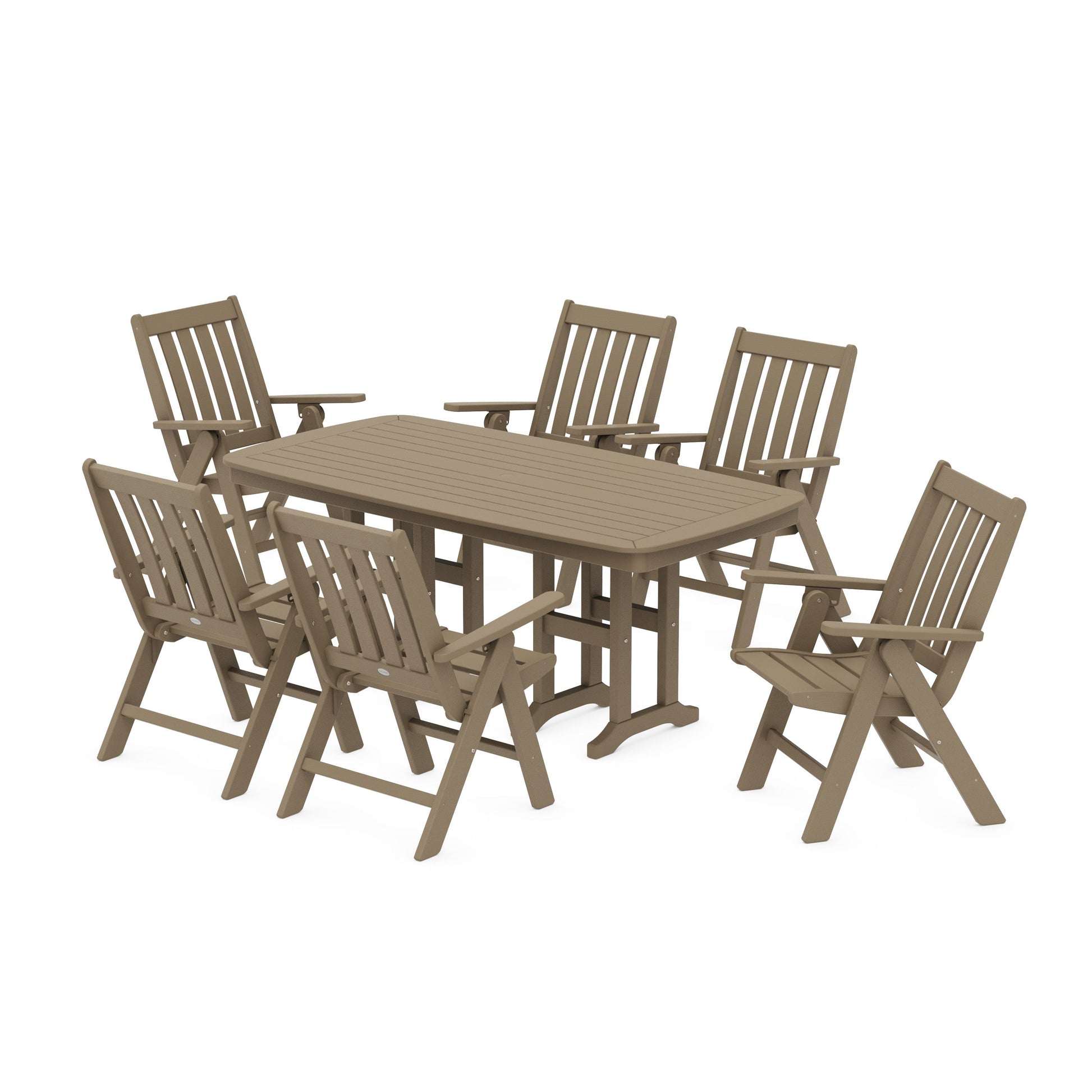 POLYWOOD Vineyard Folding Chair 7-Piece Dining Set — Vintage Sahara