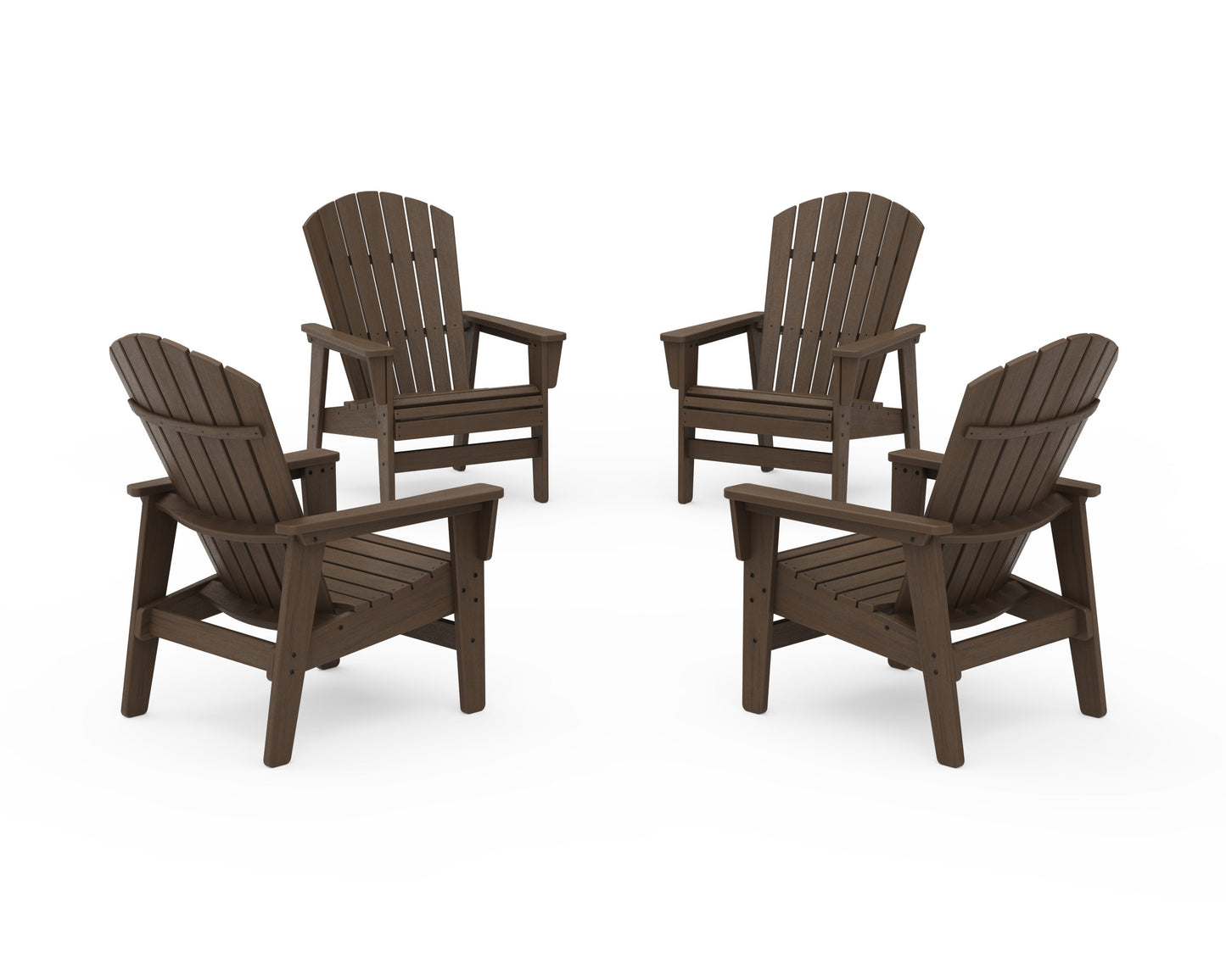 POLYWOOD 4-Piece Nautical Grand Upright Adirondack Chair Conversation Set — Kona