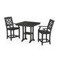 POLYWOOD Chinoiserie 3-Piece Farmhouse Counter Set with Trestle Legs — Black