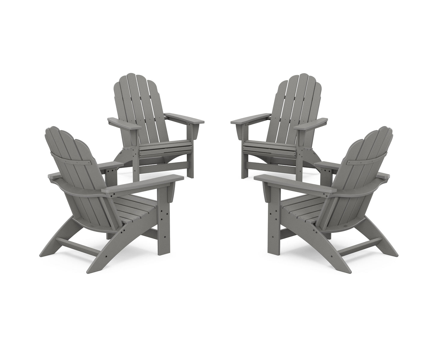 POLYWOOD 4-Piece Vineyard Grand Adirondack Chair Conversation Set — Slate Grey