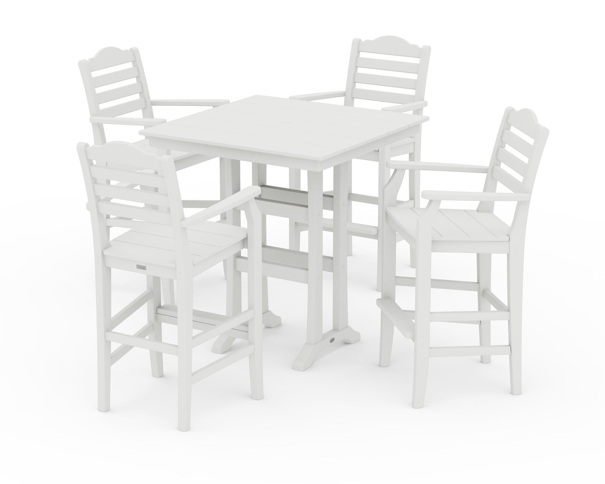 POLYWOOD Savannah 5-Piece Farmhouse Bar Set with Trestle Legs — Vintage White