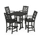 POLYWOOD Chinoiserie 5-Piece Bar Set with Trestle Legs — Black