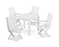 POLYWOOD Captain Folding Chair 5-Piece Parsons Dining Set — White