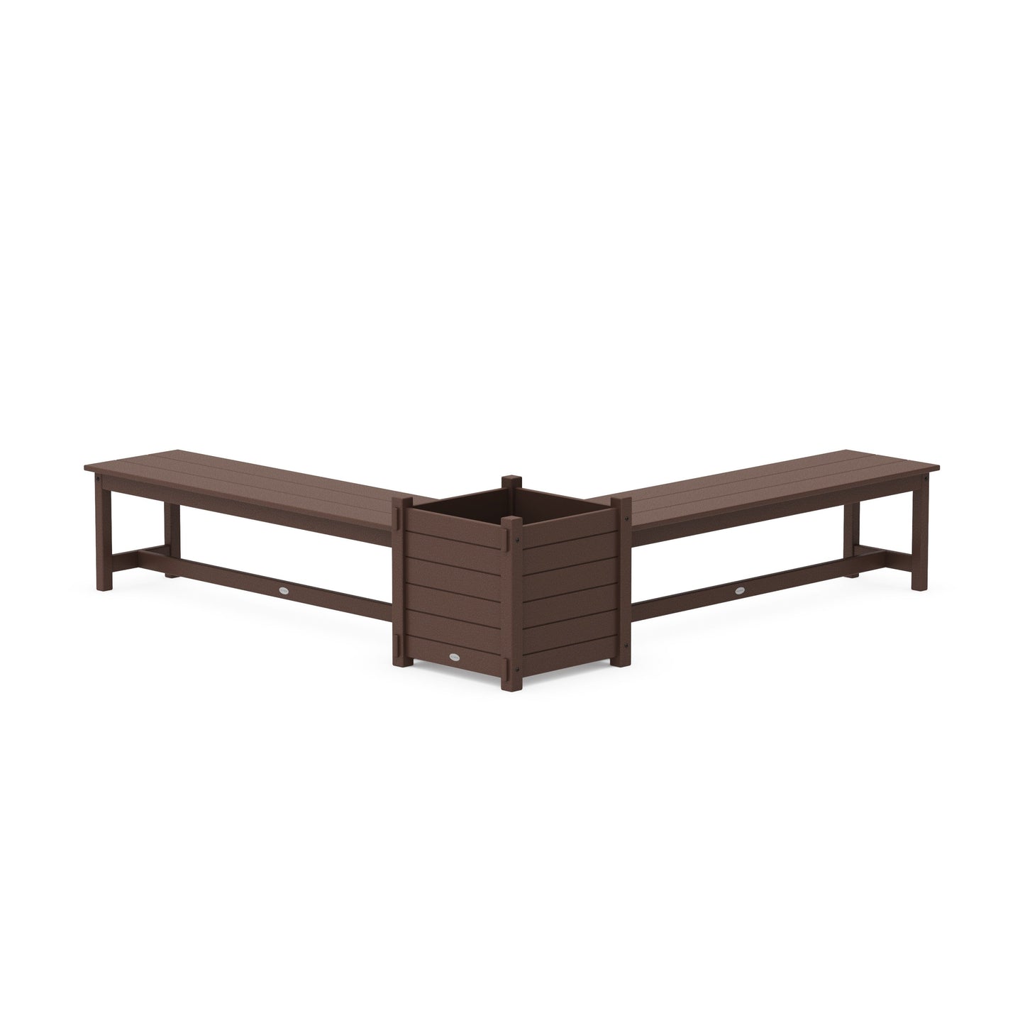 POLYWOOD 60" Nautical L- Shaped Planter Bench Set- Large — Mahogany