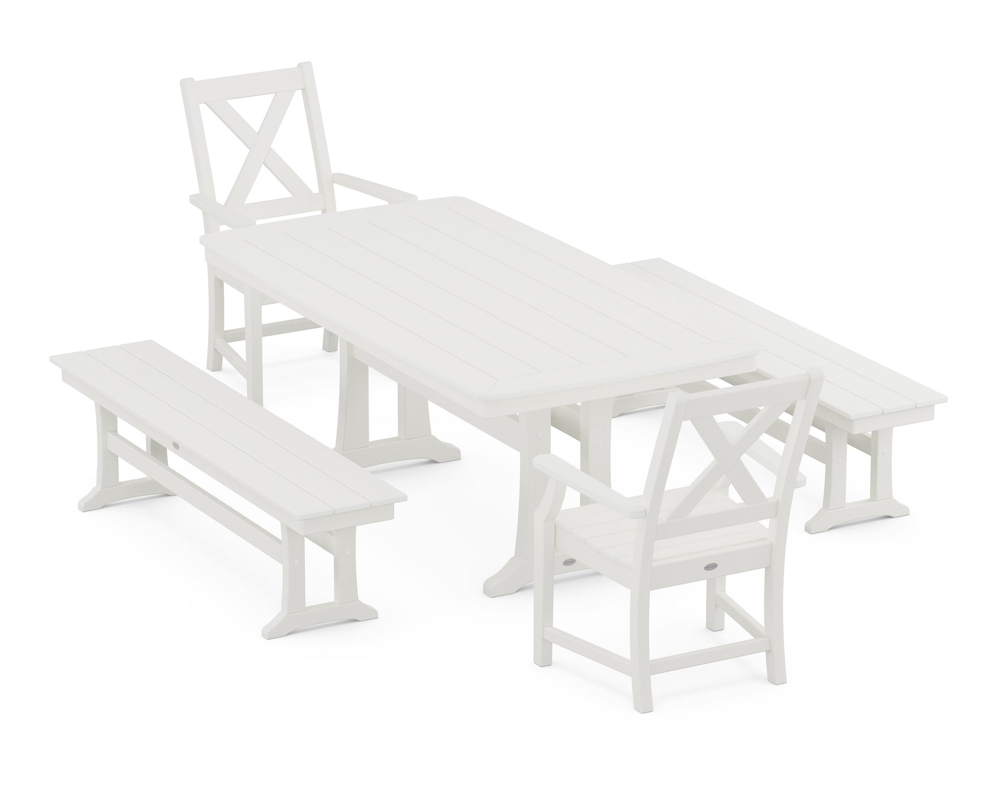 POLYWOOD Braxton 5-Piece Dining Set with Trestle Legs — Vintage White