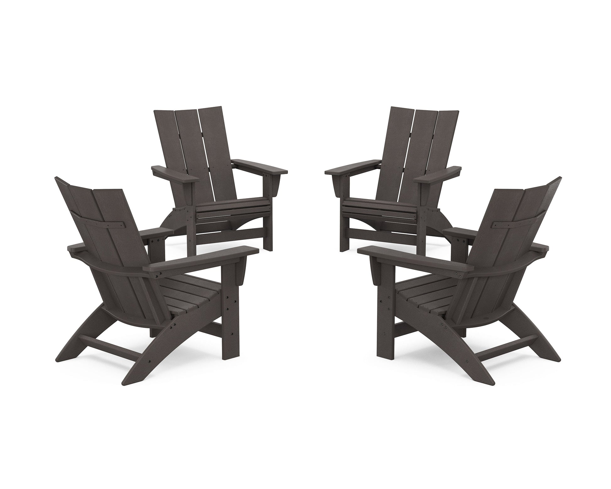 POLYWOOD 4-Piece Modern Grand Adirondack Chair Conversation Set — Vintage Coffee