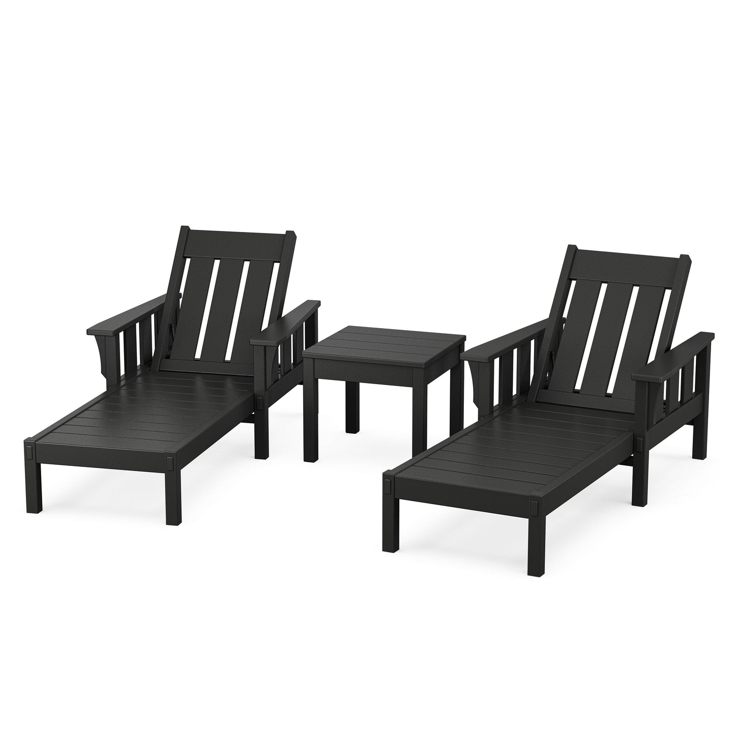 POLYWOOD Acadia 3-Piece Chaise Set — Black