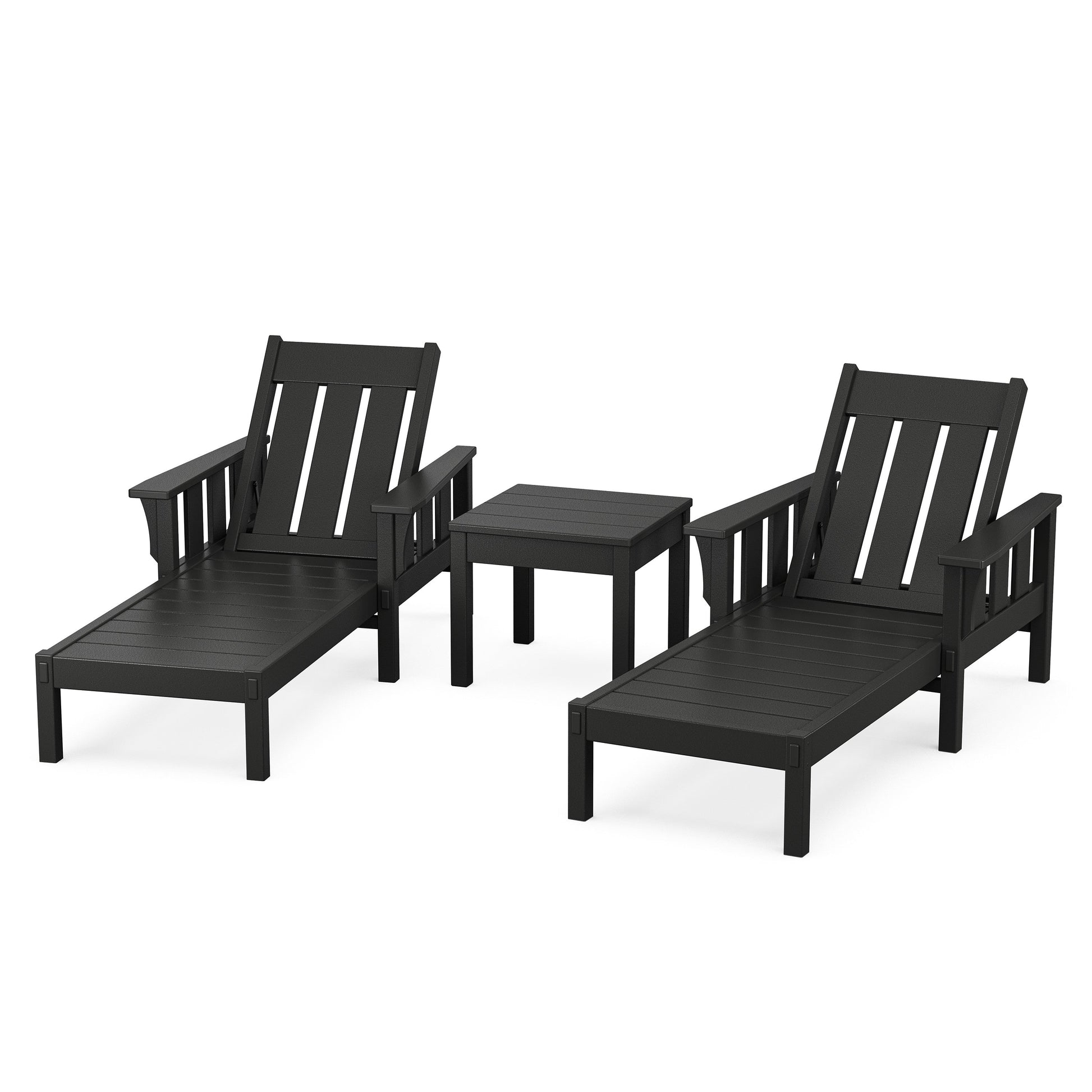 POLYWOOD Acadia 3-Piece Chaise Set — Black