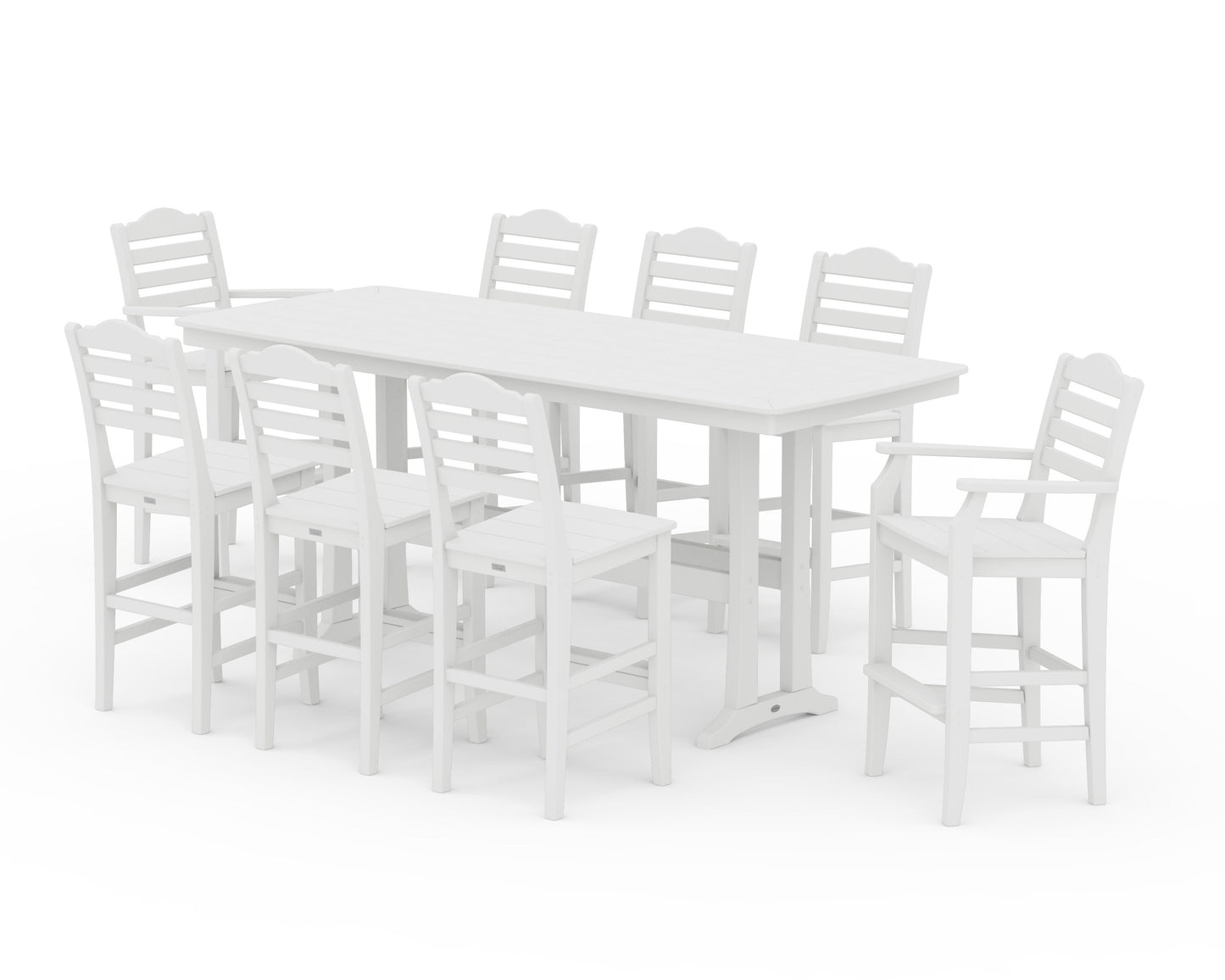 POLYWOOD Savannah 9-Piece Bar Set with Trestle Legs — White
