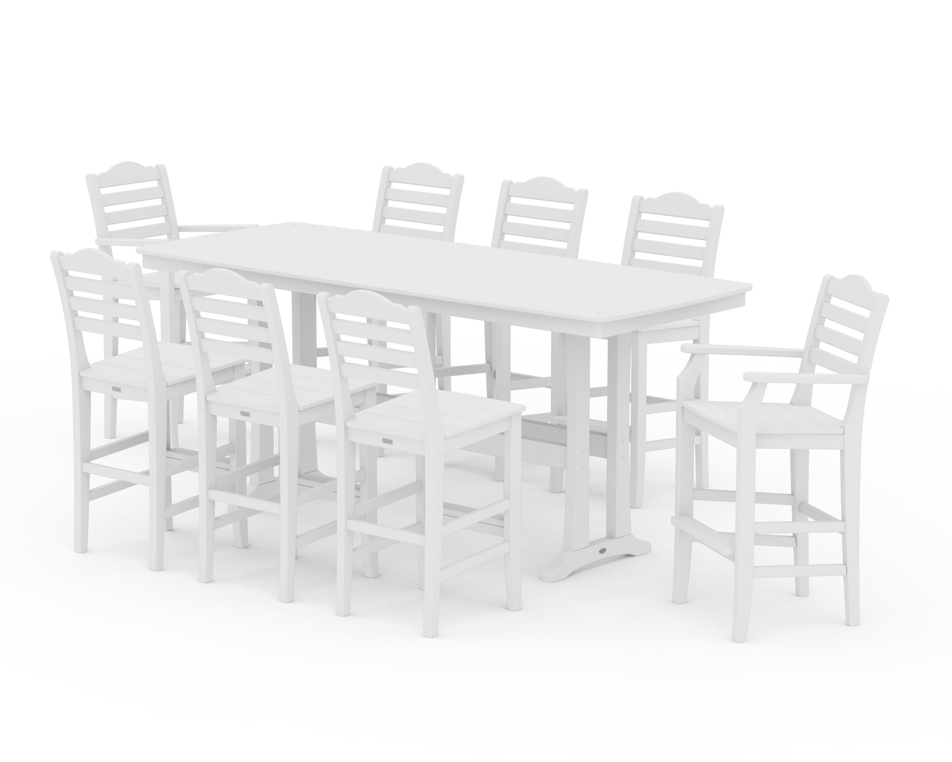POLYWOOD Savannah 9-Piece Bar Set with Trestle Legs — White