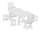 POLYWOOD Captain Folding Chair 5-Piece Rustic Farmhouse Dining Set With Benches — White