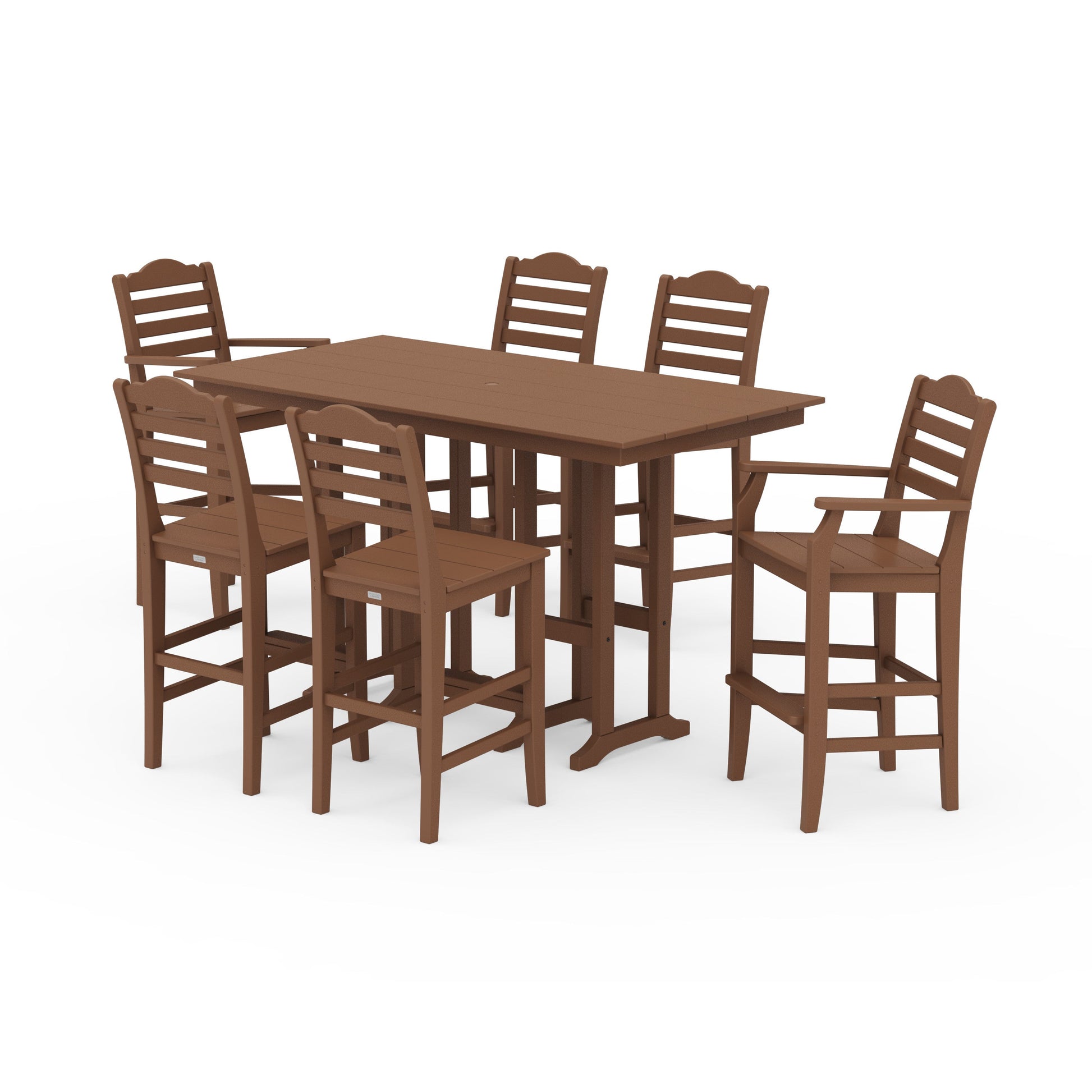 POLYWOOD Savannah 7-Piece Farmhouse Bar Set — Teak