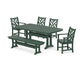 POLYWOOD Chippendale 6-Piece Dining Set with Trestle Legs — Green