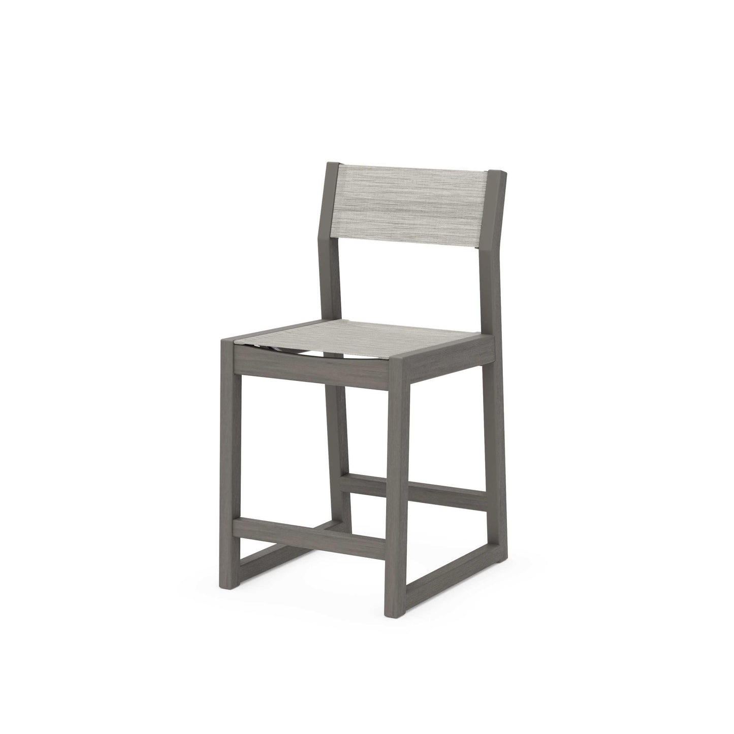 POLYWOOD EDGE Sling Counter Side Chair — Driftwood / Birch Sling