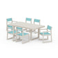 POLYWOOD EDGE Sling 7-Piece Dining Set — Sand / Dupioni Aquamarine Sling