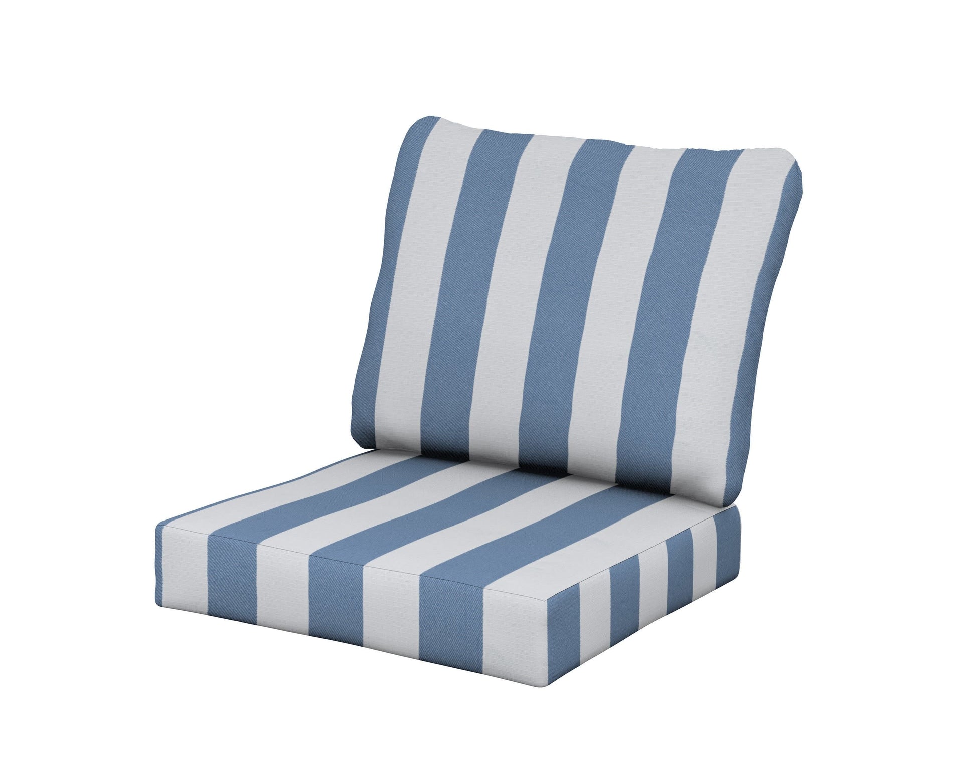 POLYWOOD Baffle Seat/Back Cushion — Cabana Stripe Sky Blue