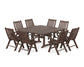 POLYWOOD Vineyard Folding Chair 9-Piece Square Farmhouse Dining Set with Trestle Legs — Mahogany