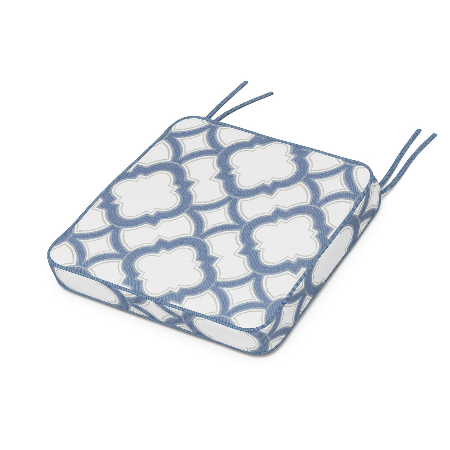 POLYWOOD Chinoiserie Side Chair Seat Cushion — Trellis Sky Blue