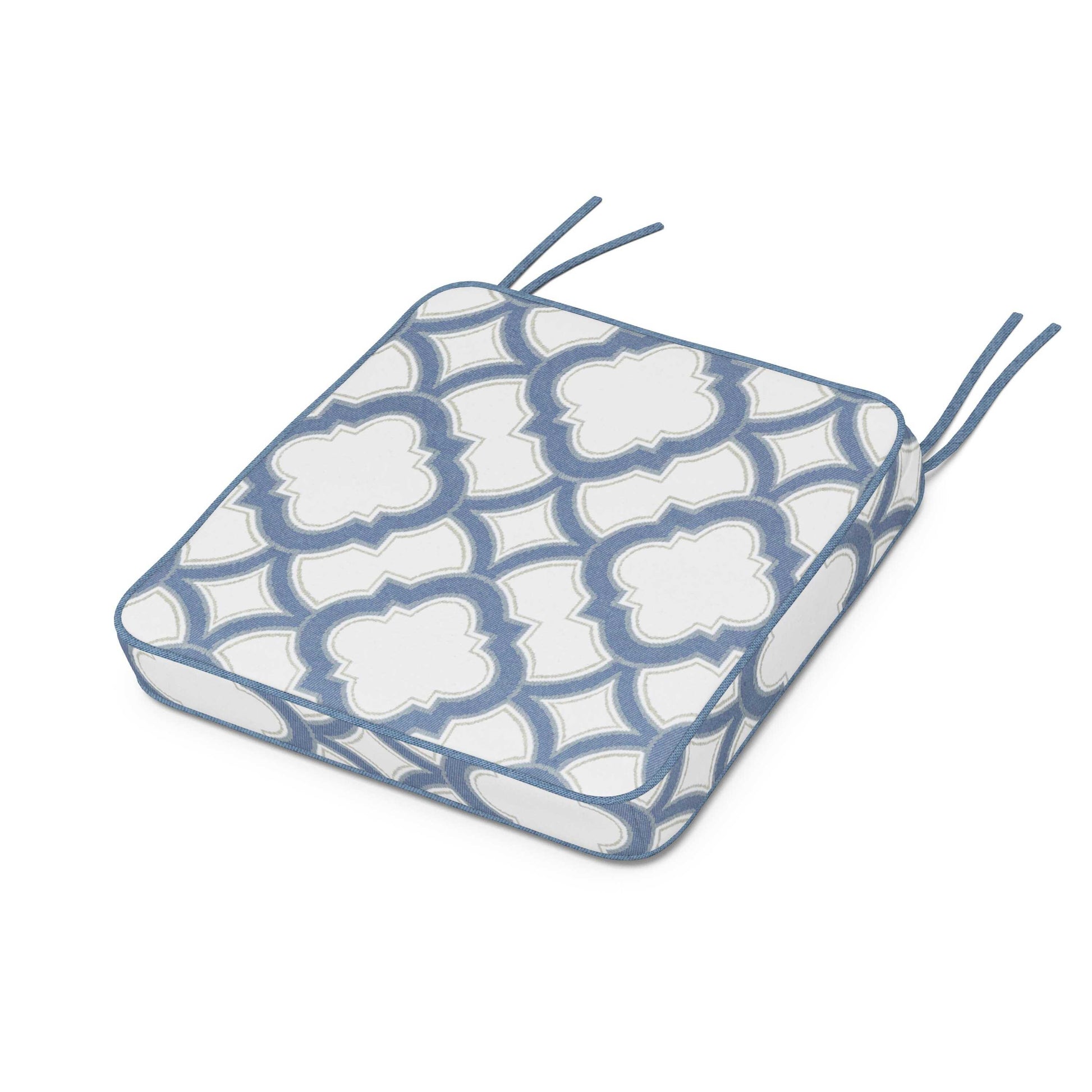 POLYWOOD Chinoiserie Side Chair Seat Cushion — Trellis Sky Blue