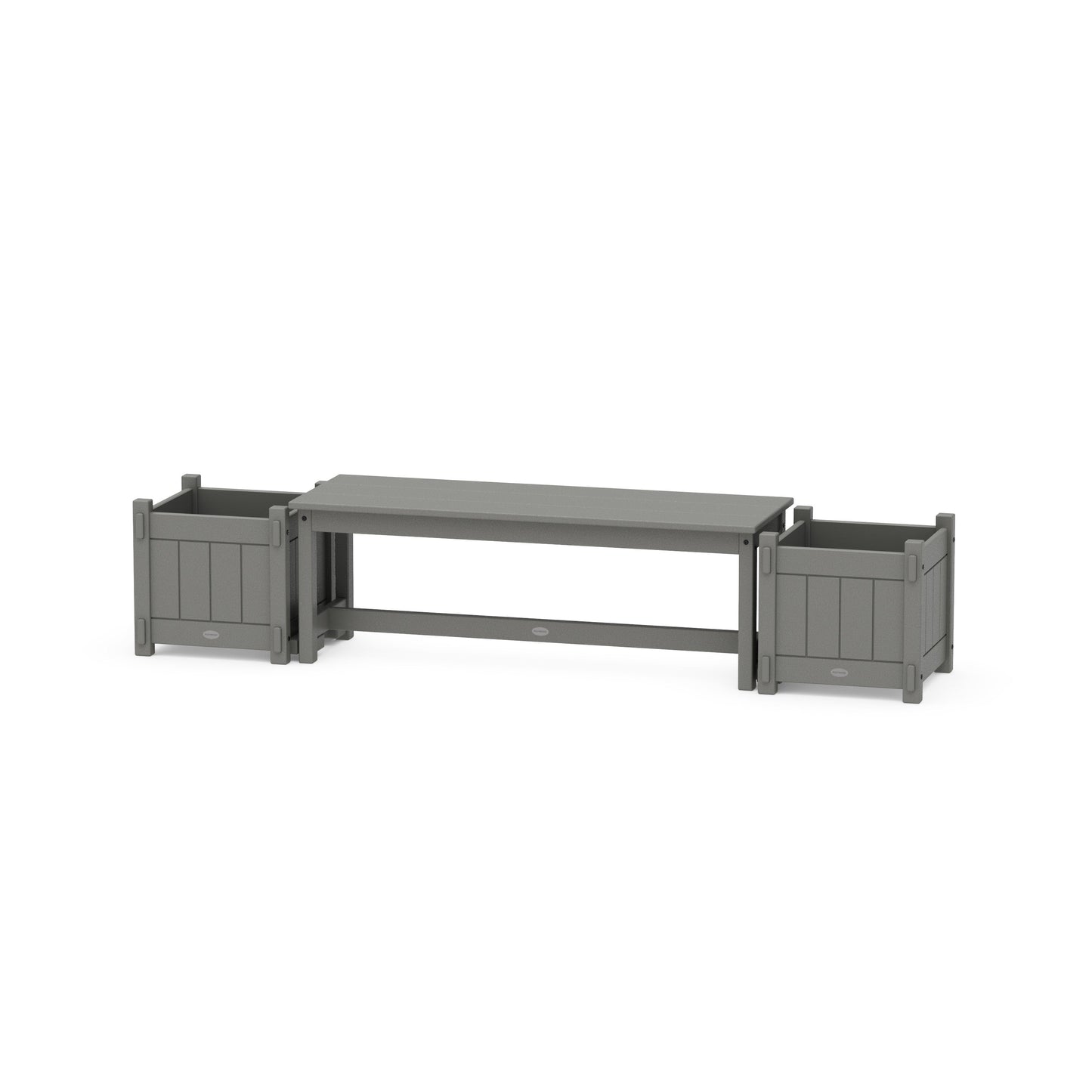 POLYWOOD 48" Vineyard Straight Planter Bench Set — Slate Grey