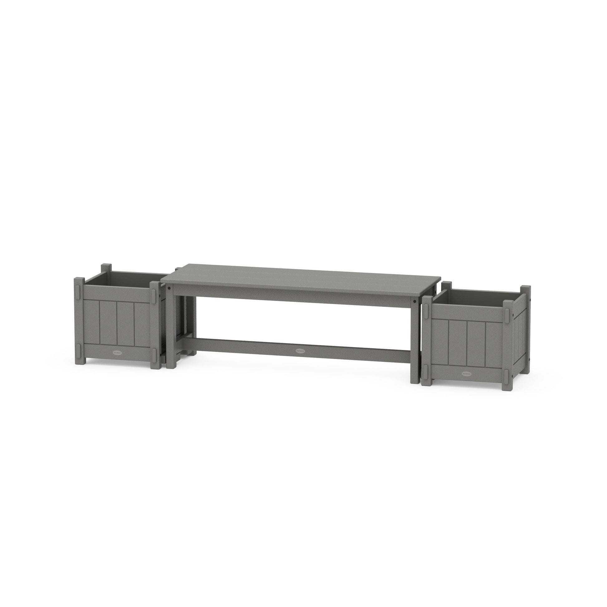 POLYWOOD 48" Vineyard Straight Planter Bench Set — Slate Grey