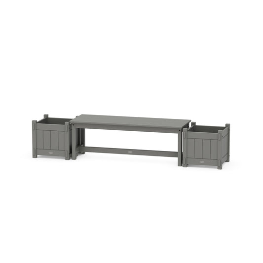POLYWOOD 48" Vineyard Straight Planter Bench Set — Slate Grey
