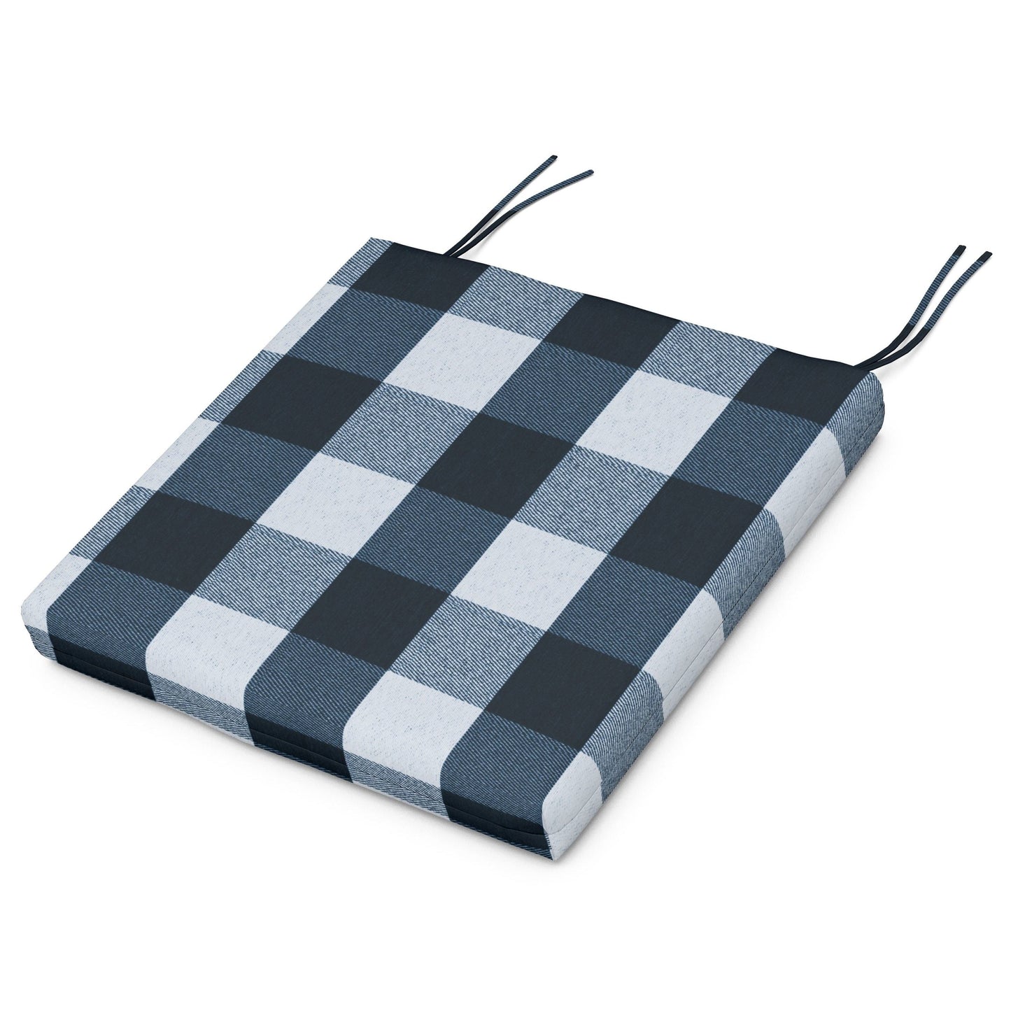 POLYWOOD Acadia Dining Side Seat Pad — Buffalo Plaid Marine Indigo