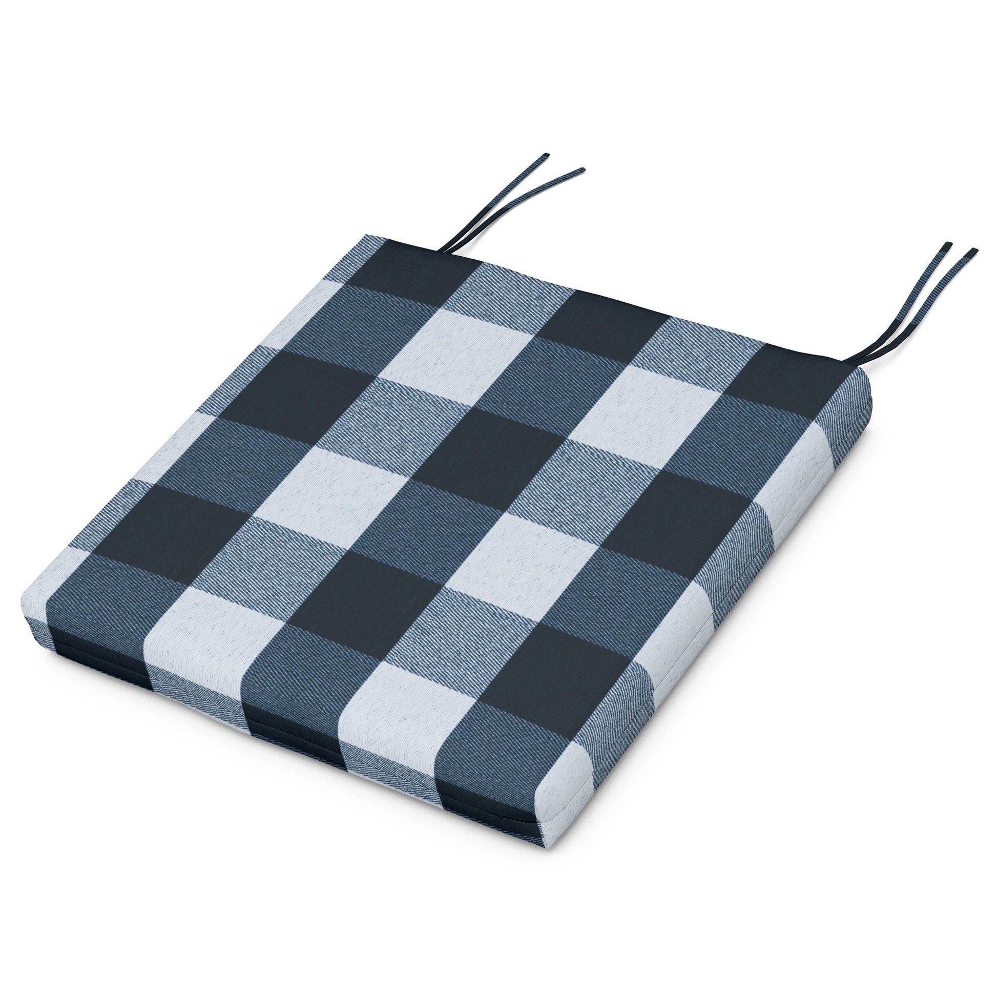 POLYWOOD Acadia Dining Side Seat Pad — Buffalo Plaid Marine Indigo