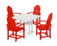 POLYWOOD Classic Adirondack 5-Piece Farmhouse Dining Set With Trestle Legs — Sunset Red / White