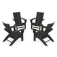 POLYWOOD 4-Piece Modern Curveback Adirondack Conversation Set — Black
