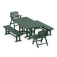 POLYWOOD Nautical Lowback 5-Piece Farmhouse Dining Set with Benches — Green