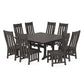 POLYWOOD Acadia Side Chair 9-Piece Square Farmhouse Dining Set with Trestle Legs — Vintage Coffee