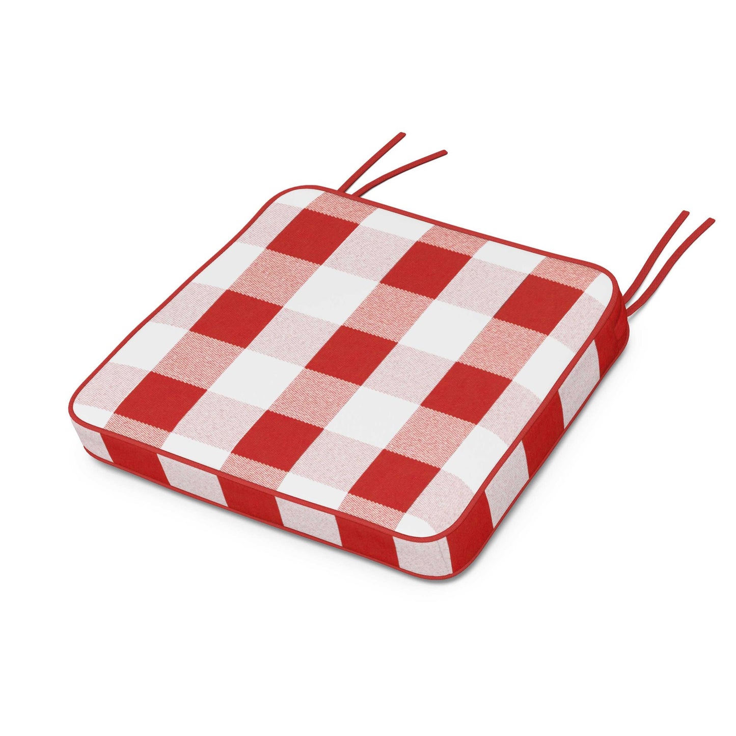 POLYWOOD Chinoiserie Arm Chair Seat Cushion — Buffalo Plaid Crimson