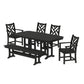 POLYWOOD Chippendale 6-Piece Dining Set with Bench — Black