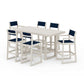 POLYWOOD EDGE Sling 7-Piece Bar Table Set — Sand / Navy Blue Sling
