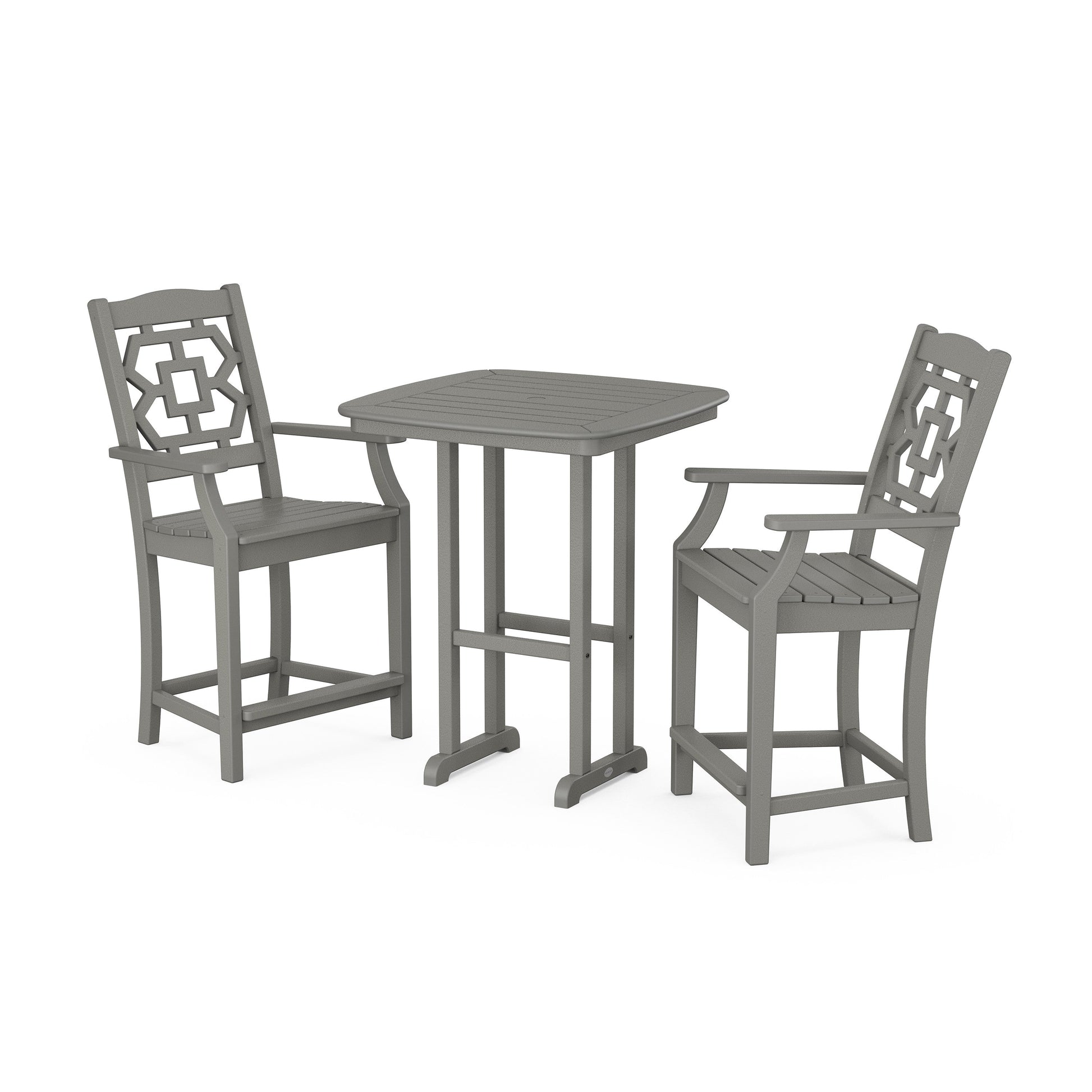 POLYWOOD Chinoiserie 3-Piece Counter Set — Slate Grey