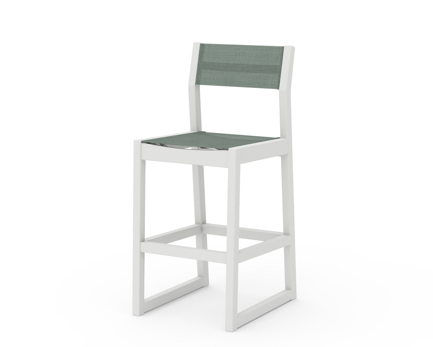POLYWOOD EDGE Sling Bar Side Chair — Vintage White / Dupioni Sea Mist Sling