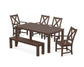 POLYWOOD Braxton 6-Piece Parsons Dining Set with Bench — Mahogany