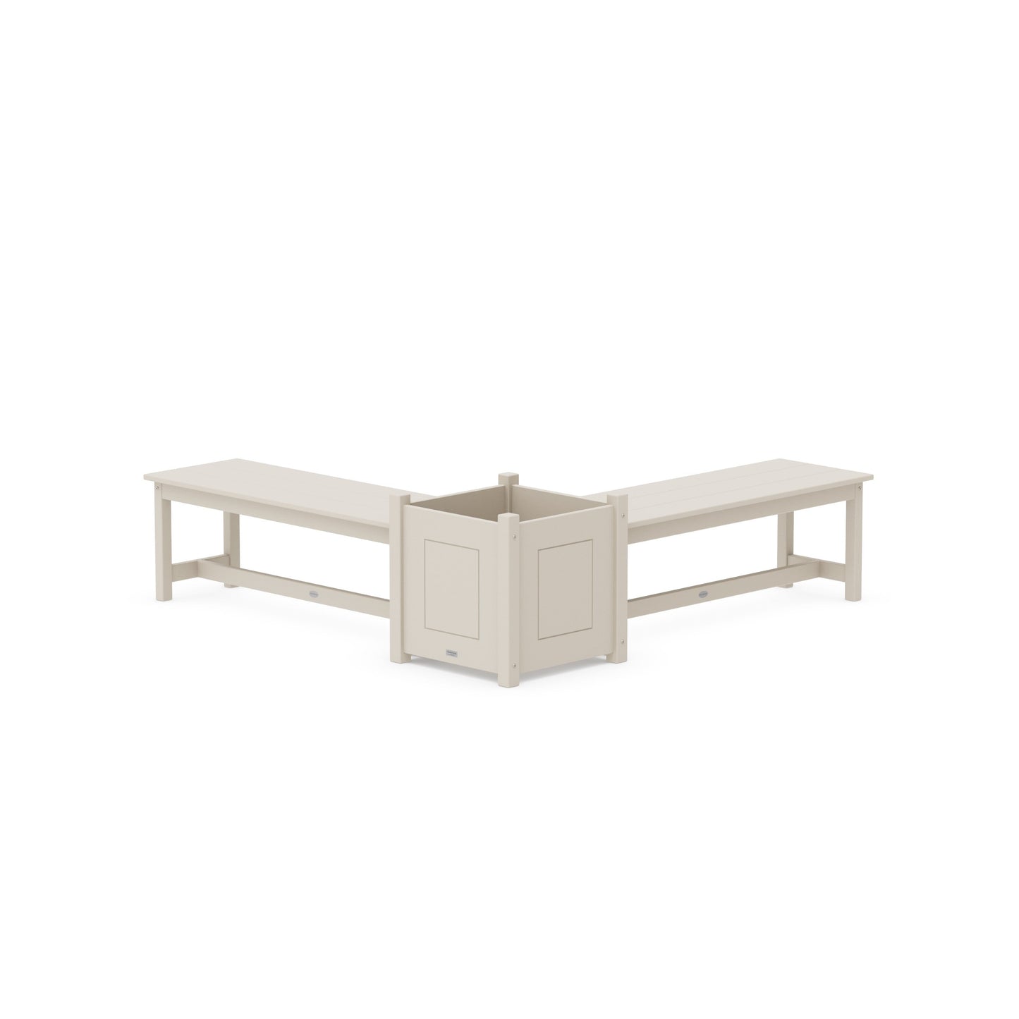 POLYWOOD 48" Country Living L- Shaped Planter Bench Set- Large — Sand