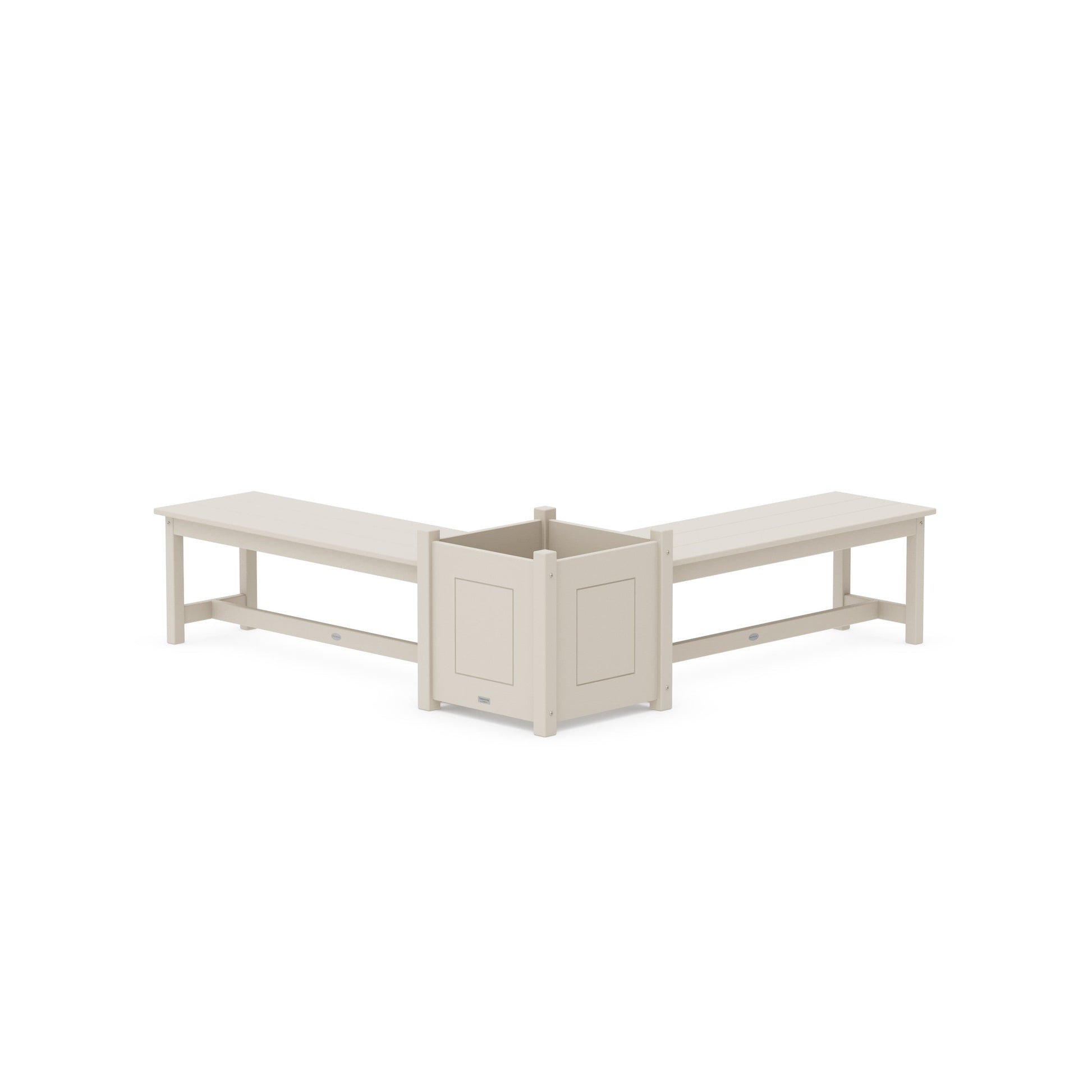 POLYWOOD 48" Country Living L- Shaped Planter Bench Set- Large — Sand